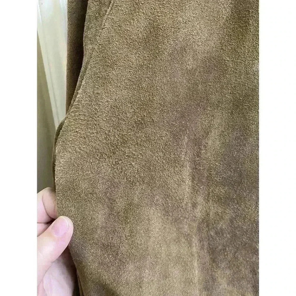 Vintage Di Vinci Suede Leather Jacket Button-up Tan Size 7/8 Heavy - Picture 10 of 12
